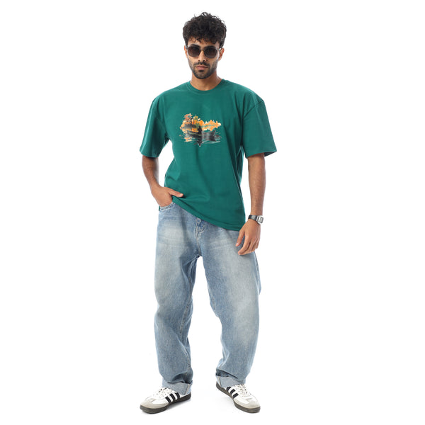 Printed_Comfy_Oversized_T-Shirt_-_Teal_Green