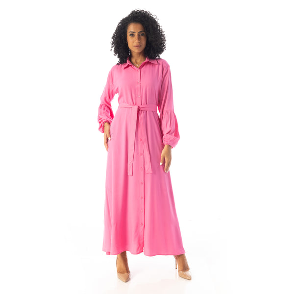 Peasant_Sleeves_Elegant_Long_Dress_-_Hot_Pink