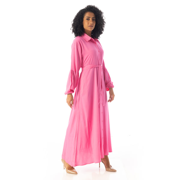 Peasant_Sleeves_Elegant_Long_Dress_-_Hot_Pink