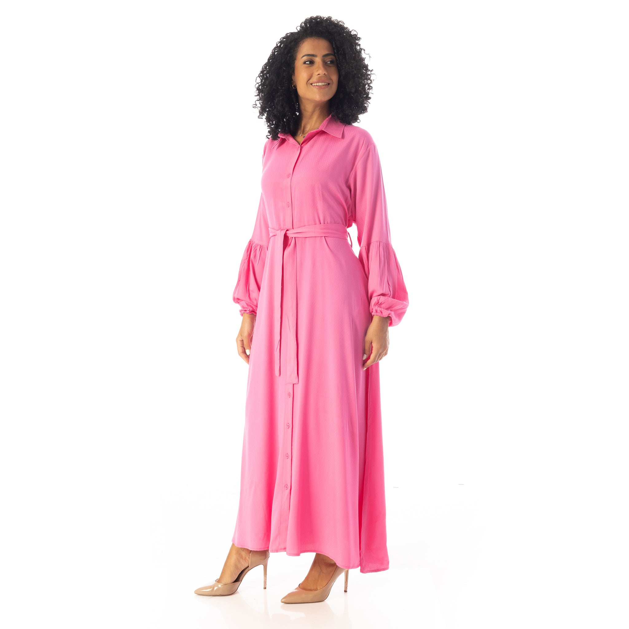 Peasant_Sleeves_Elegant_Long_Dress_-_Hot_Pink