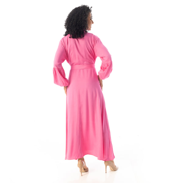 Peasant_Sleeves_Elegant_Long_Dress_-_Hot_Pink
