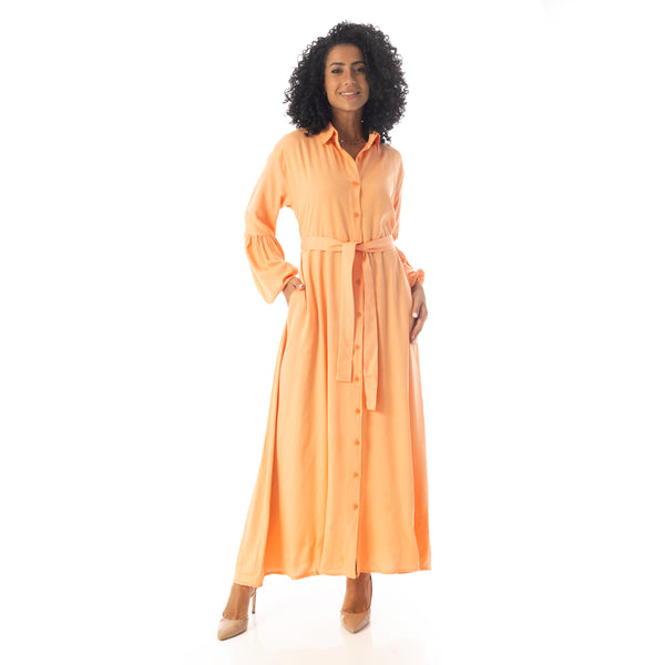 Peasant_Sleeves_Elegant_Long_Dress_-_Pastel_Orange