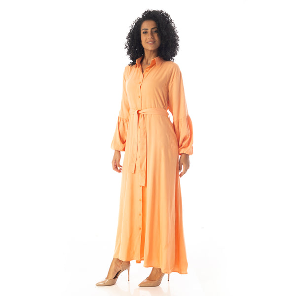 Peasant_Sleeves_Elegant_Long_Dress_-_Pastel_Orange