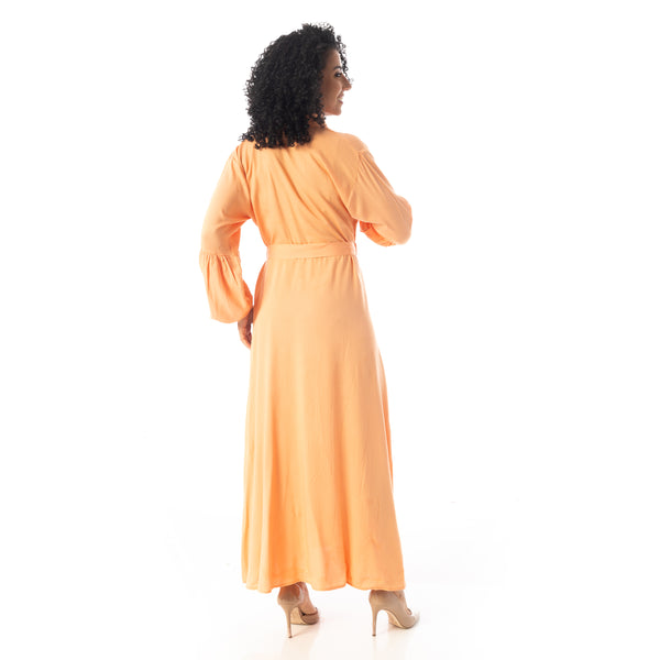 Peasant_Sleeves_Elegant_Long_Dress_-_Pastel_Orange