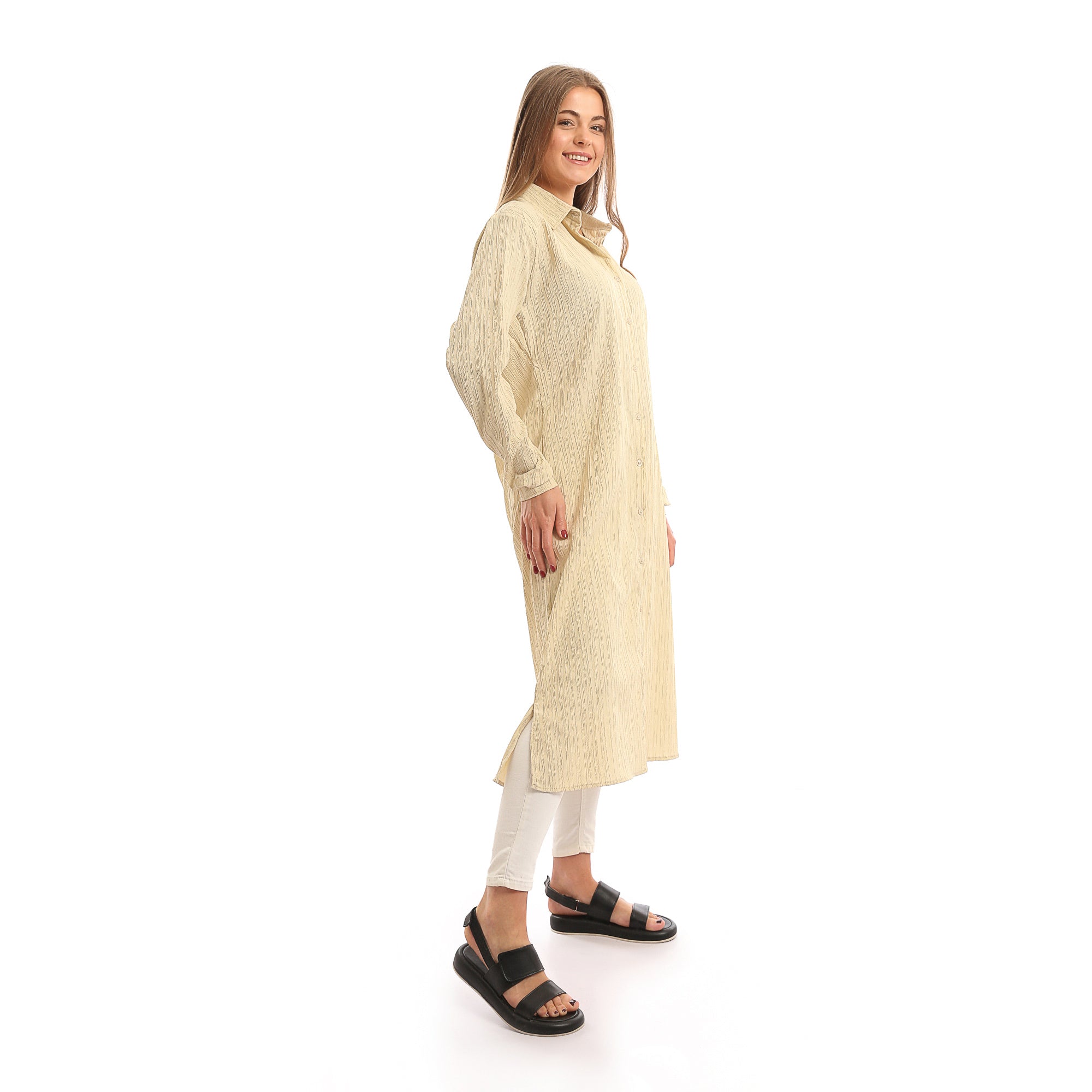 Long_Sleeves_Textured_Long_Shirt_with_Small_Slit_-_Light_Beige