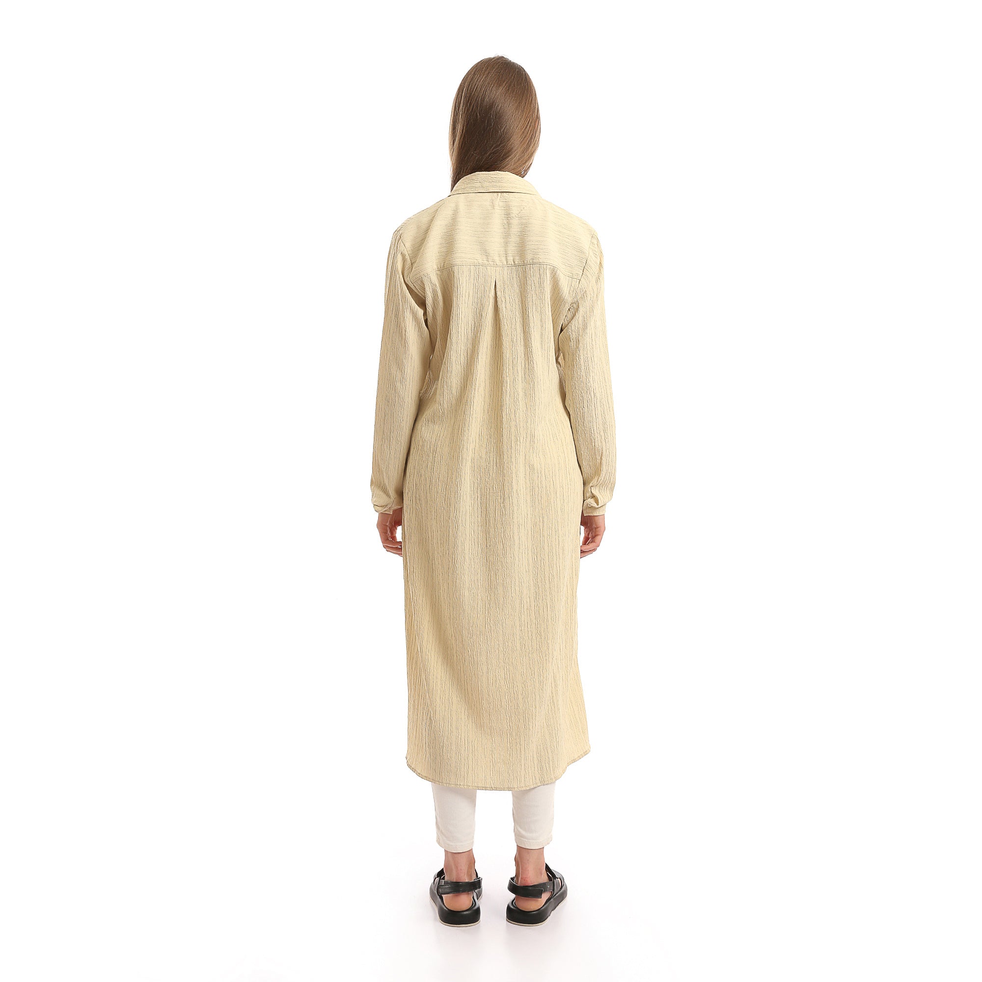 Long_Sleeves_Textured_Long_Shirt_with_Small_Slit_-_Light_Beige