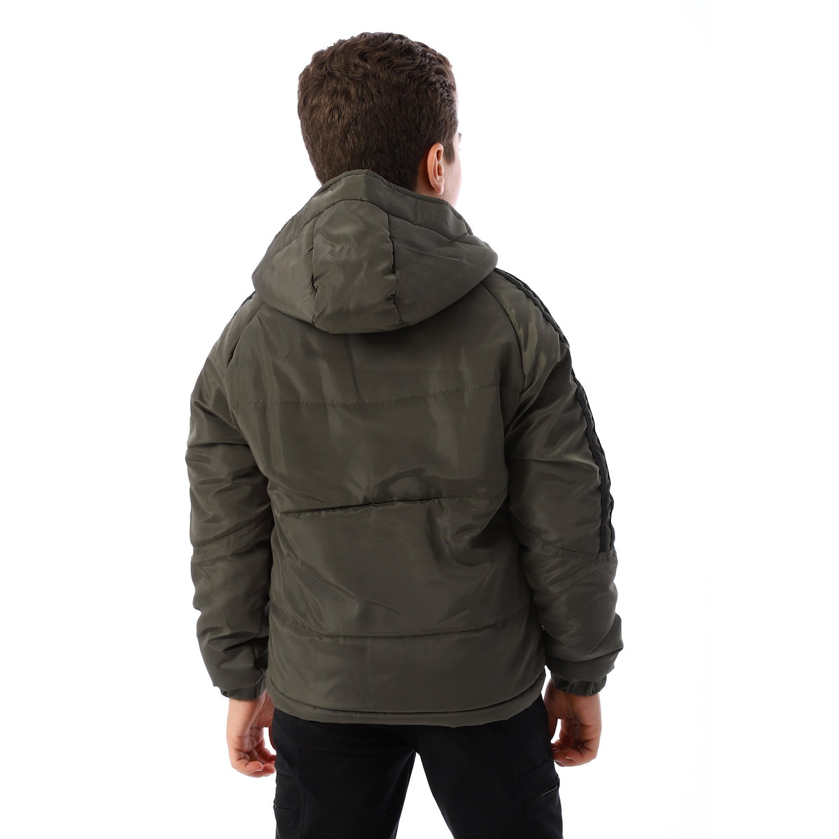 Long_Sleeves_Hooded_Neck_Boys'_Puffer_Jacket_-_Dark_Olive