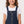 Sleeveless Square Neckline Zipped Girls Denim Dress - Dark Blue