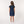 Sleeveless Square Neckline Zipped Girls Denim Dress - Dark Blue