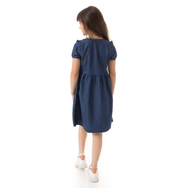 Puffed_Sleeves_Girls_Denim_Dress_-_Dark_Blue