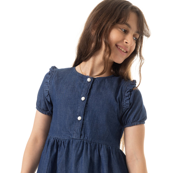 Puffed_Sleeves_Girls_Denim_Dress_-_Dark_Blue