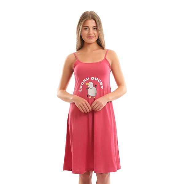 Printed_"Lucky_Ducky"_Square_Neck_Nightshirt_-_Watermelon