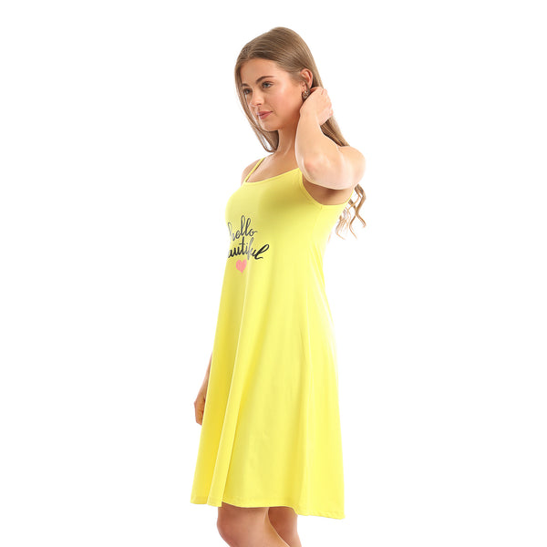 "Hello_Beautiful"_Printed_Square_Neck_Nightshirt_-_Yellow
