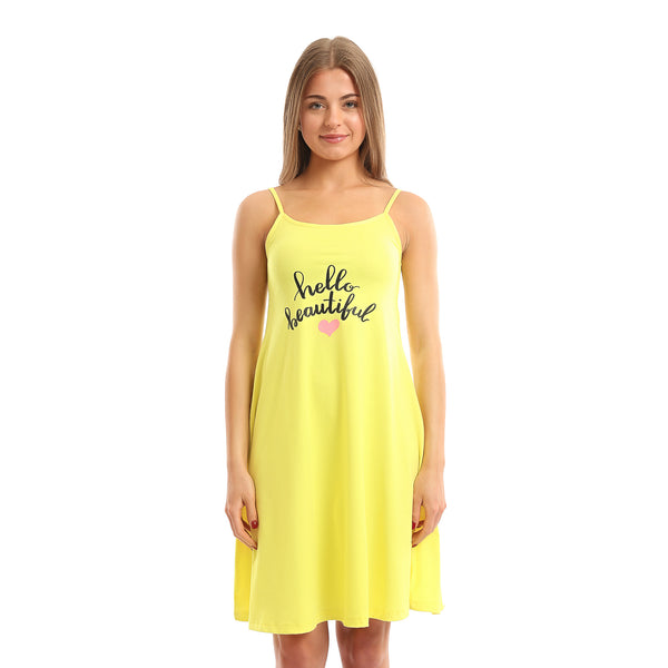 "Hello_Beautiful"_Printed_Square_Neck_Nightshirt_-_Yellow