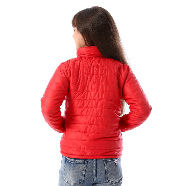 Zip_Through_Neck_Zipped_Girls'_Puffer_Jacket_-_Red