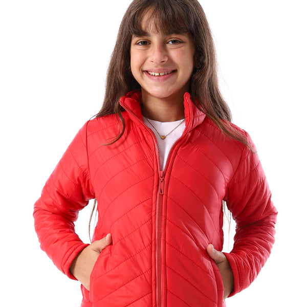 Zip_Through_Neck_Zipped_Girls'_Puffer_Jacket_-_Red
