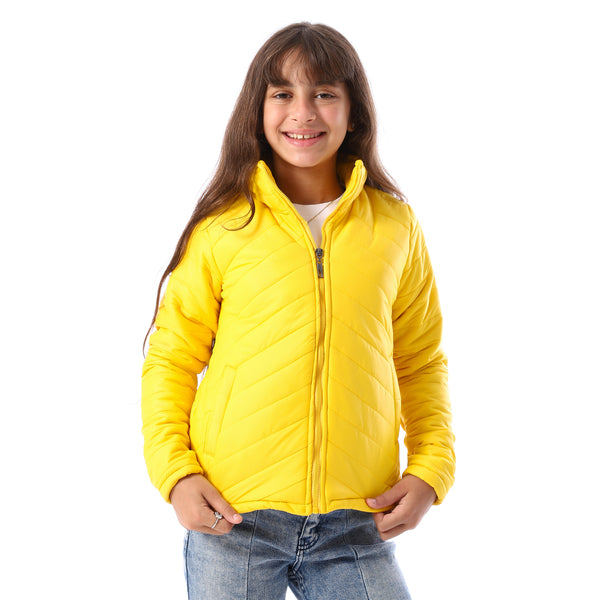 Zip_Through_Neck_Zipped_Girls'_Puffer_Jacket_-_Yellow