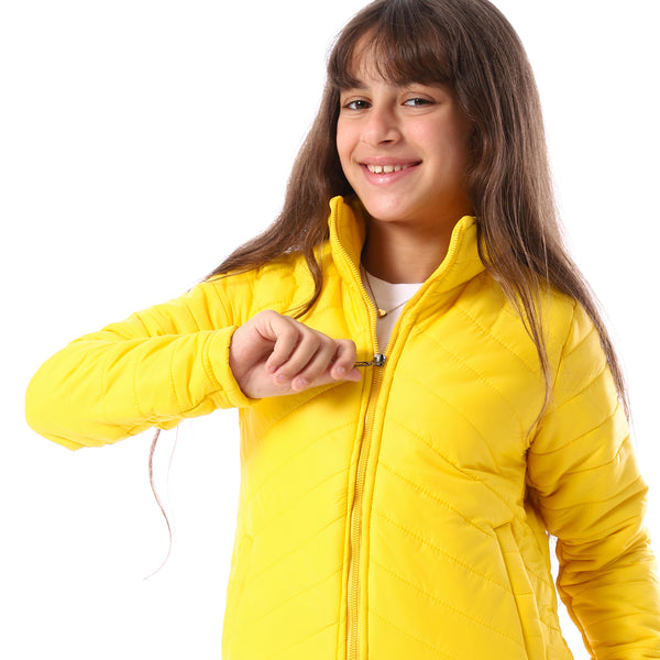 Zip_Through_Neck_Zipped_Girls'_Puffer_Jacket_-_Yellow