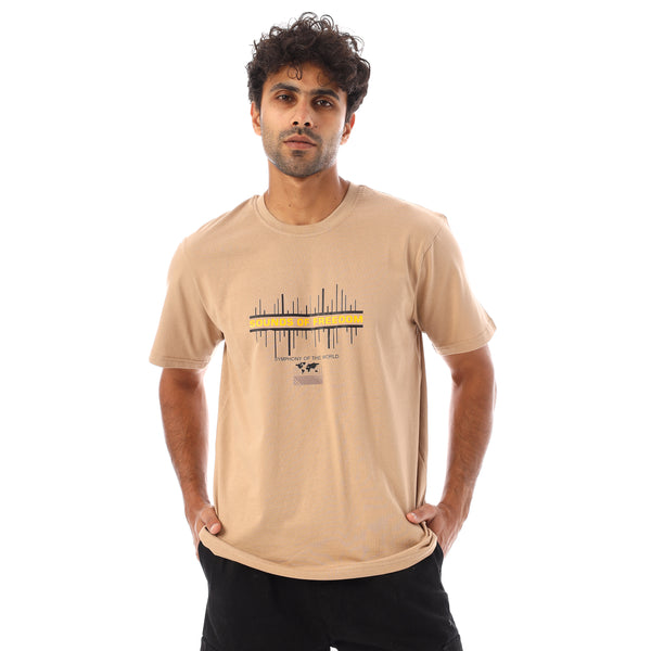Short Sleeves Regular Fit Printed T-Shirt - Beige