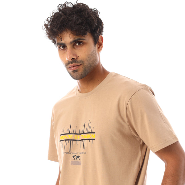 Short Sleeves Regular Fit Printed T-Shirt - Beige
