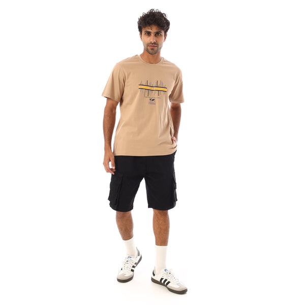Short Sleeves Regular Fit Printed T-Shirt - Beige