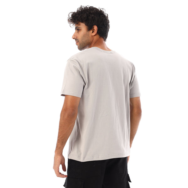 Short Sleeves Regular Fit Printed T-Shirt -Light Grey