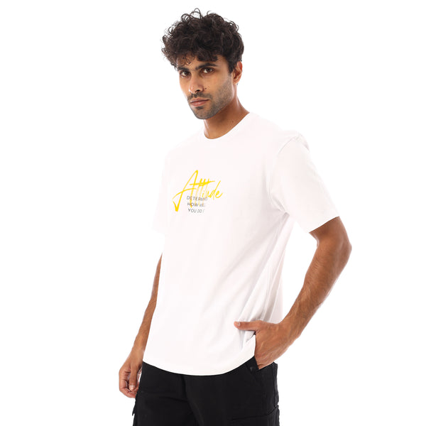 Short Sleeves Regular Fit Printed T-Shirt - White