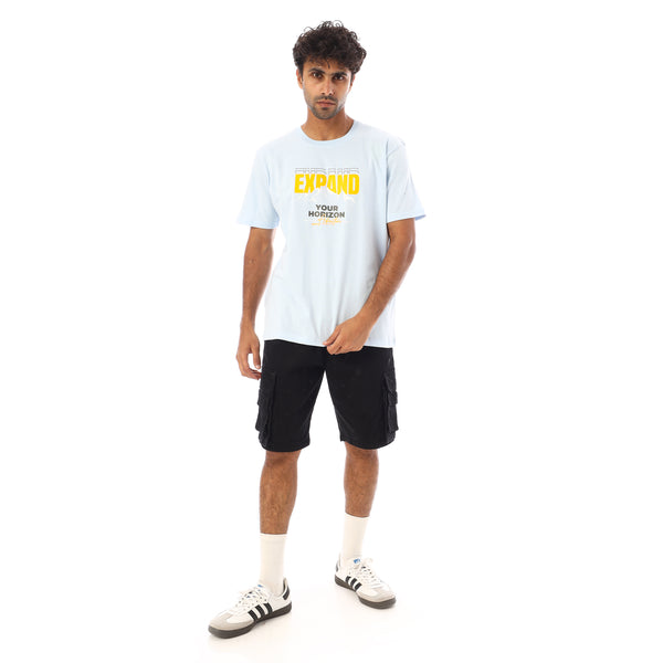 Short Sleeves Regular Fit Printed T-Shirt - Light Blue