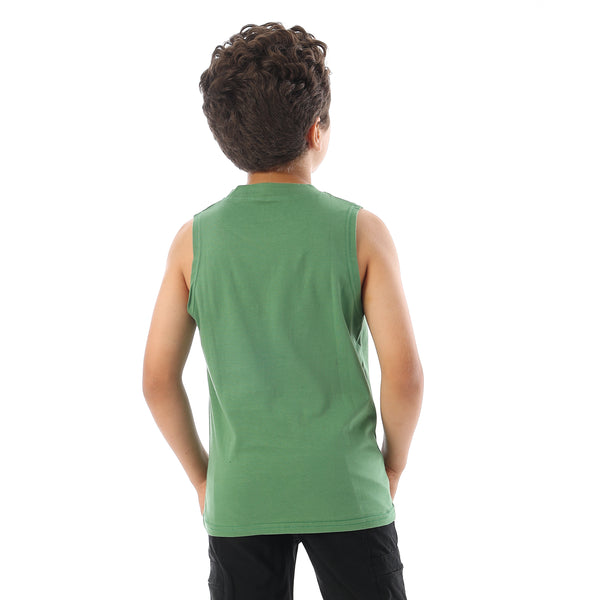 Sleeveless Printed Boys Tank Top - Green