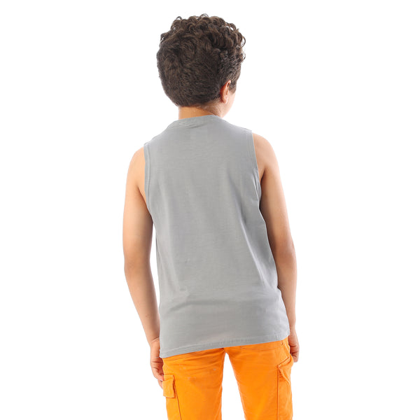 Sleeveless Printed Boys Tank Top - Grey