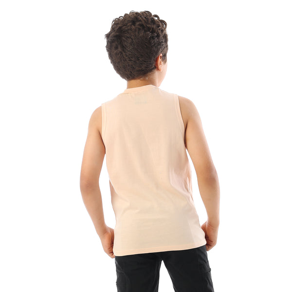 Sleeveless Printed Boys Tank Top - Pale Orange