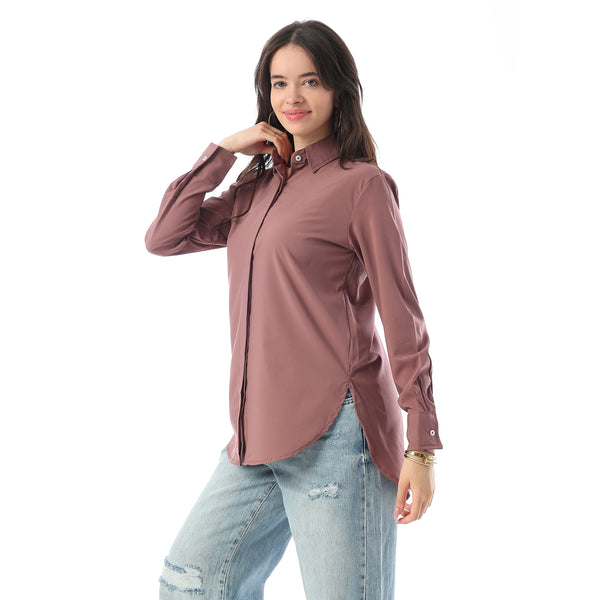 Turn Down Collar Hidden Placket Shirt - Dark Kashmir