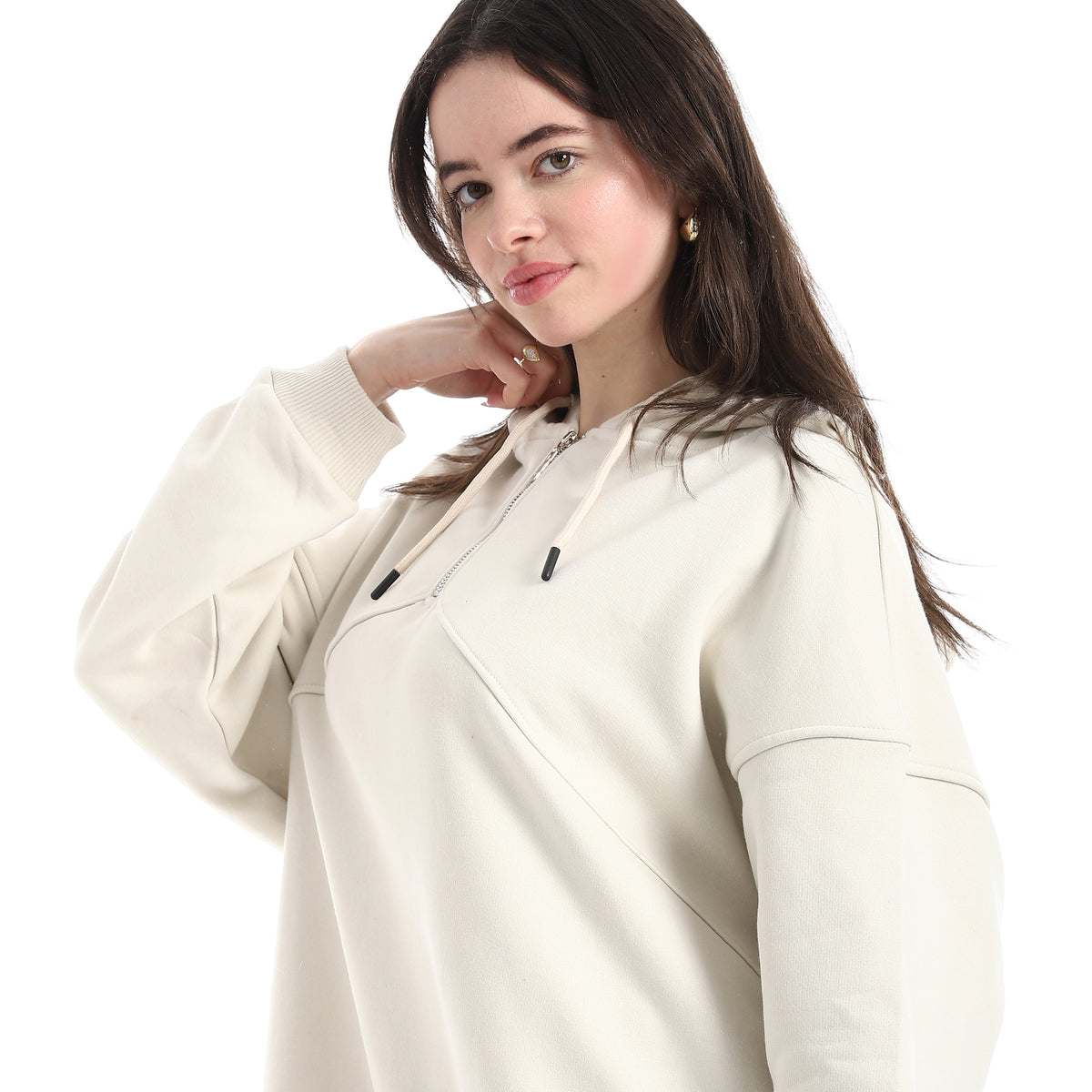 Cotton_Hoodie_Half_Zipper_Closure_-_Beige