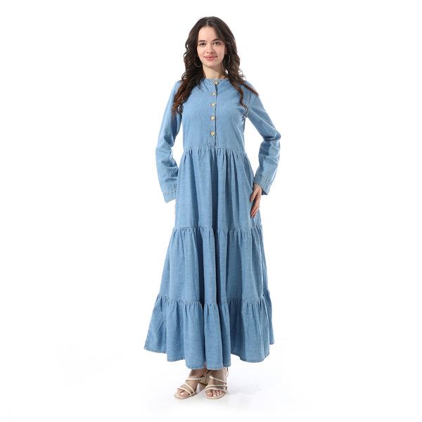 Stitched_Loose_Fit_Long_Sleeves_Dress_-_Blue
