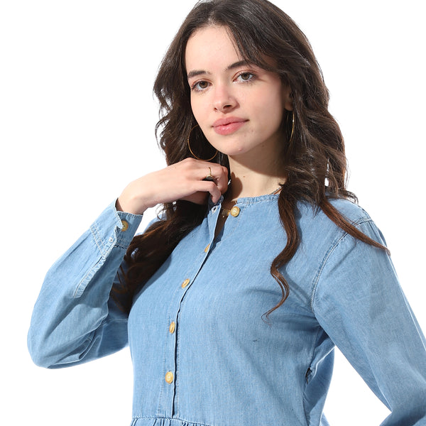 Stitched_Loose_Fit_Long_Sleeves_Dress_-_Blue