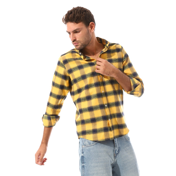 Checkered_Full_Buttoned_Casual_Shirt_-_Yellow_&_Black