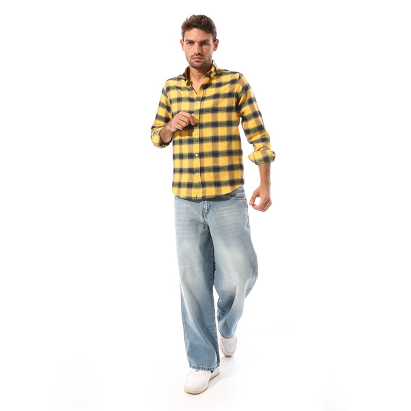 Checkered_Full_Buttoned_Casual_Shirt_-_Yellow_&_Black