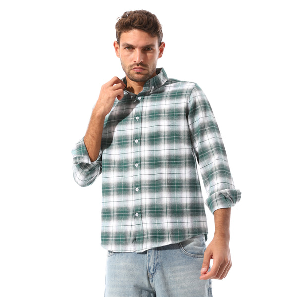 Checkered_Full_Buttoned_Casual_Shirt_-_Green_&_White