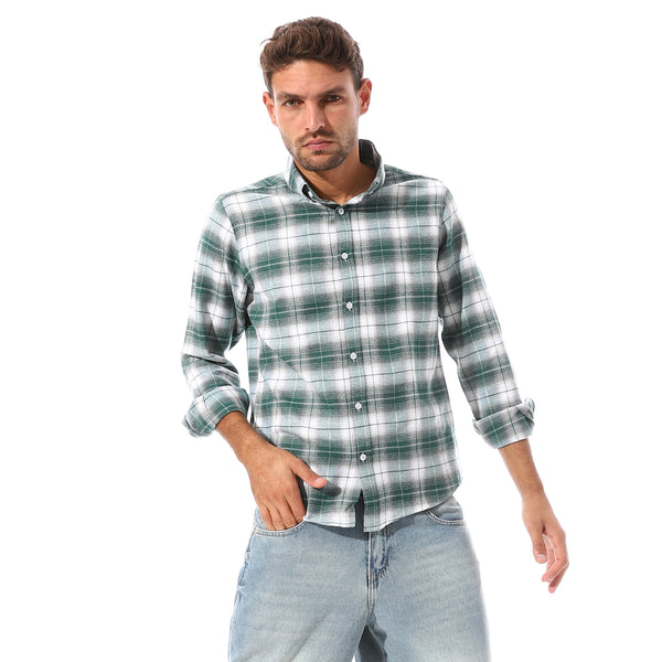 Checkered_Full_Buttoned_Casual_Shirt_-_Green_&_White