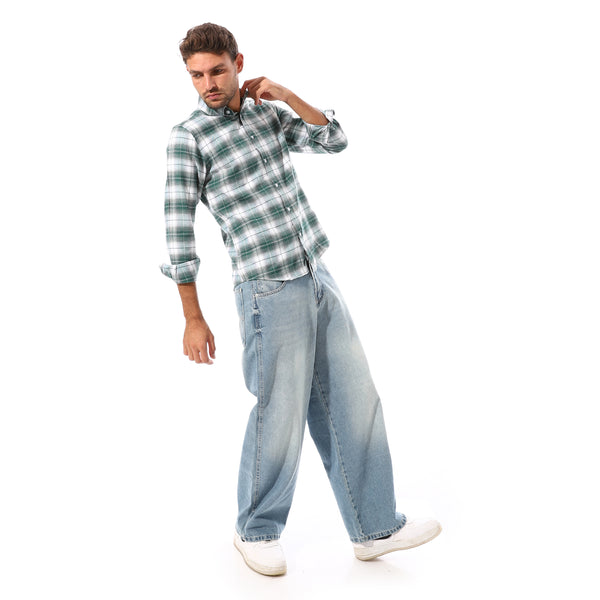 Checkered_Full_Buttoned_Casual_Shirt_-_Green_&_White