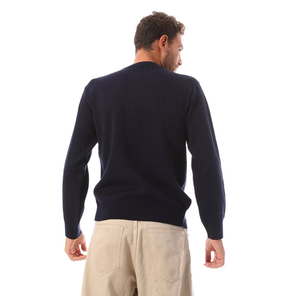 Double_Buttons_Trendy_Lightweight_Pullover_-_Navy_Blue