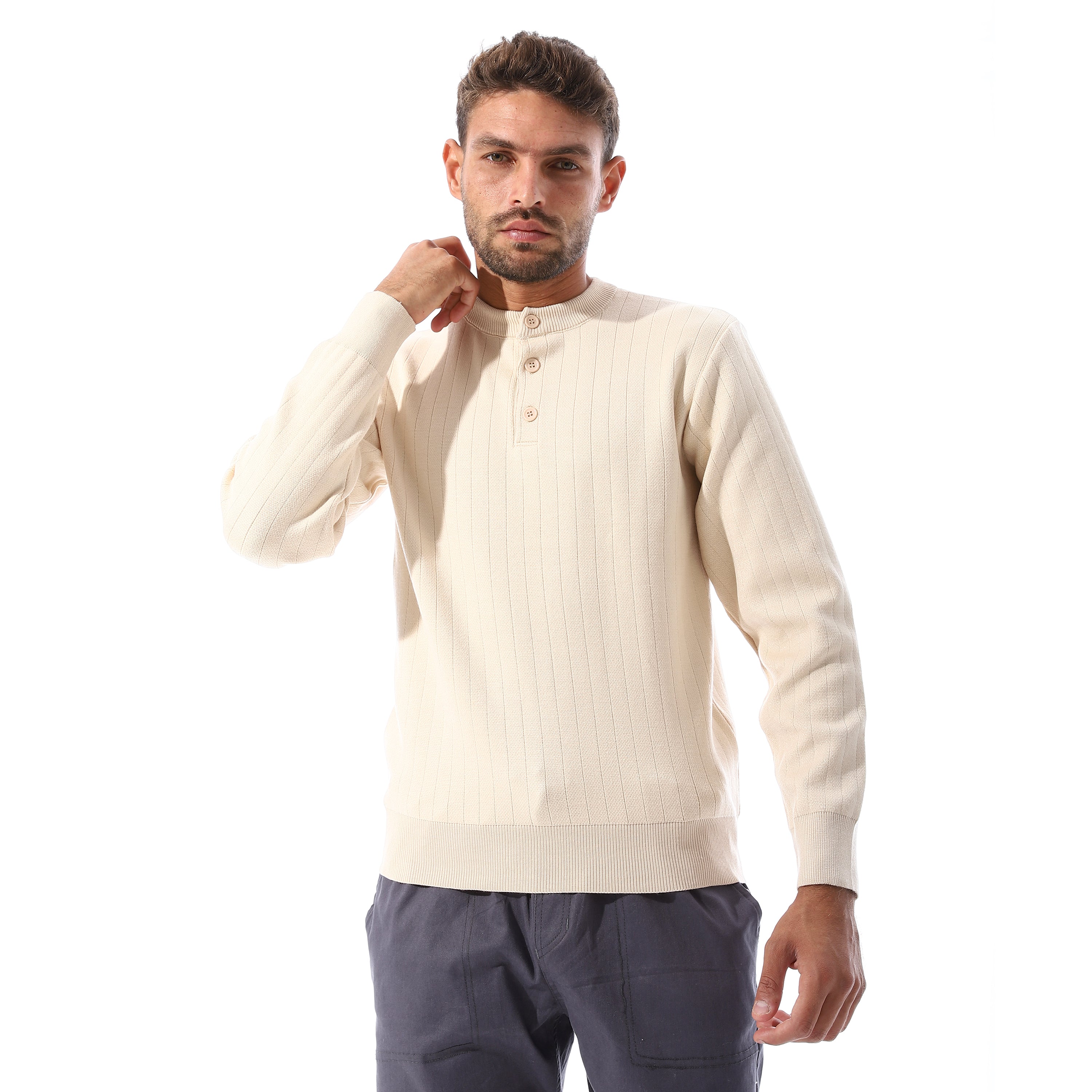Vertical_Ribbed_Buttoned_Henely_Pullover_-_Beige