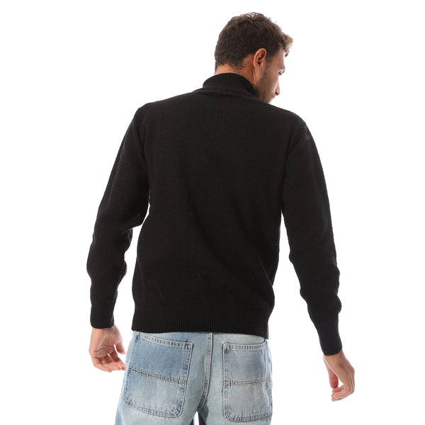 Upper_Zipper_Closure_Knitted_Pullover_-_Black