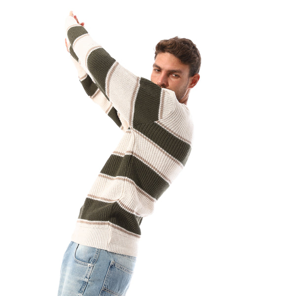Bi-Tone_Slip_On_pullover_-_Off_White_&_Olive