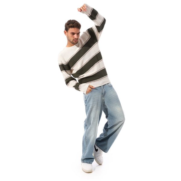 Bi-Tone_Slip_On_pullover_-_Off_White_&_Olive