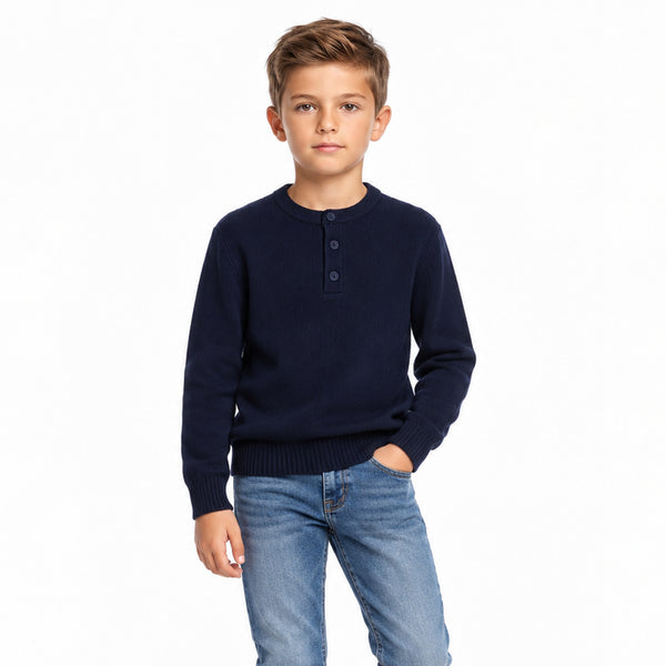 Double_Buttons_Boys_Lightweight_Pullover_-_Navy_Blue
