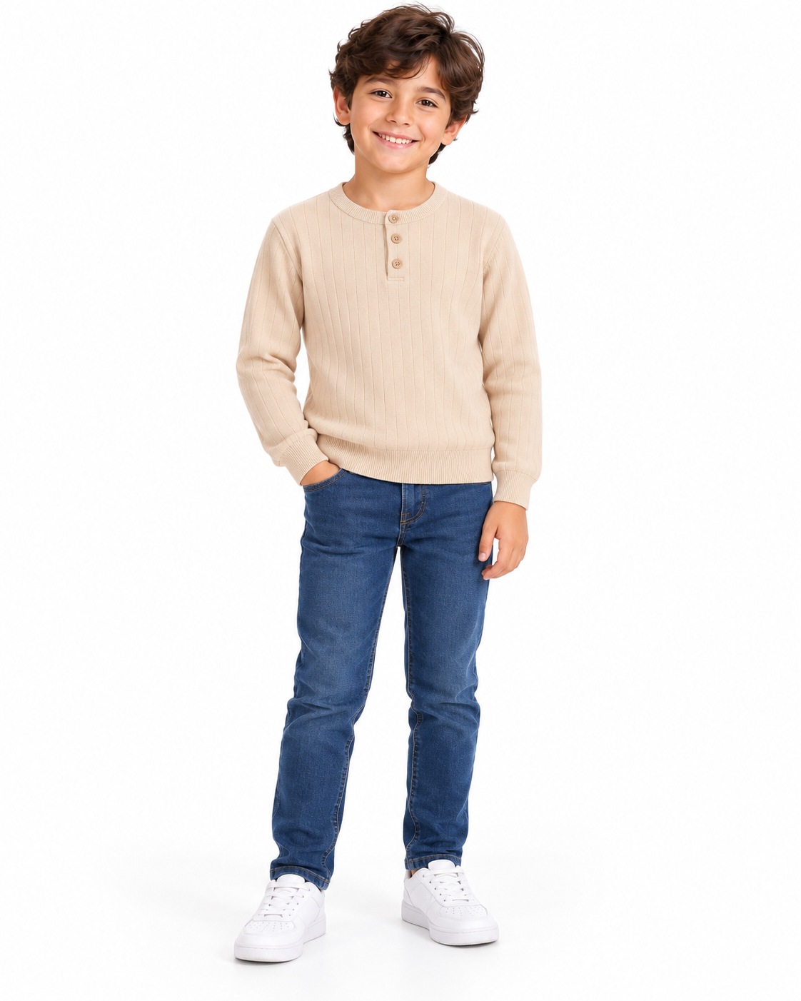 Vertical_Ribbed_Boys_Upper_Buttoned_Pullover_-_Beige