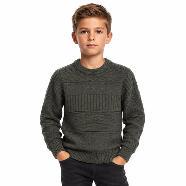 Knitted_Regular_Fit_Boys_Pullover_-_Olive