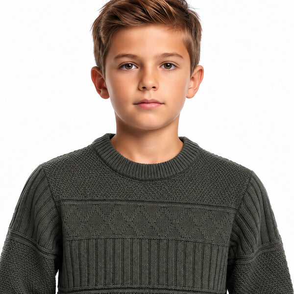 Knitted_Regular_Fit_Boys_Pullover_-_Olive