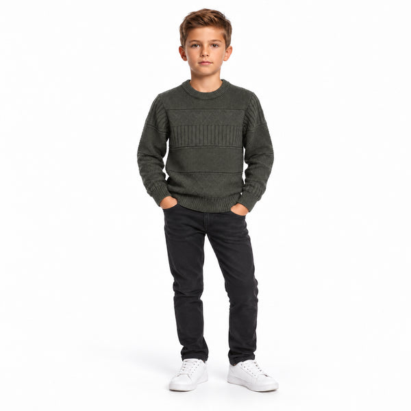 Knitted_Regular_Fit_Boys_Pullover_-_Olive
